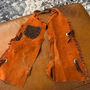 Kids Orange Suede Cowboy Vest with Fringe - Unbranded